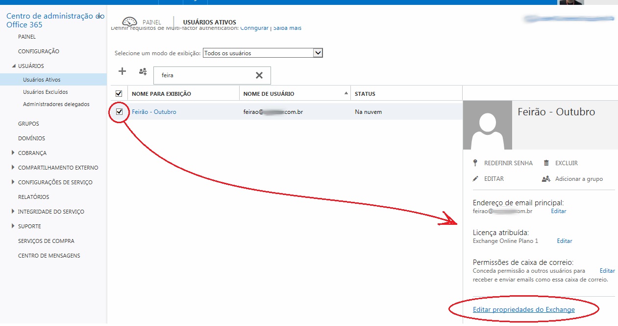 Figura 4: Selecionando propriedades do Exchange