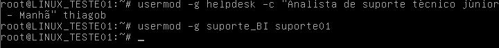 Alterando Comentários e grupos utilizando usermod