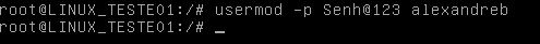 Alterando user utilizando usermod