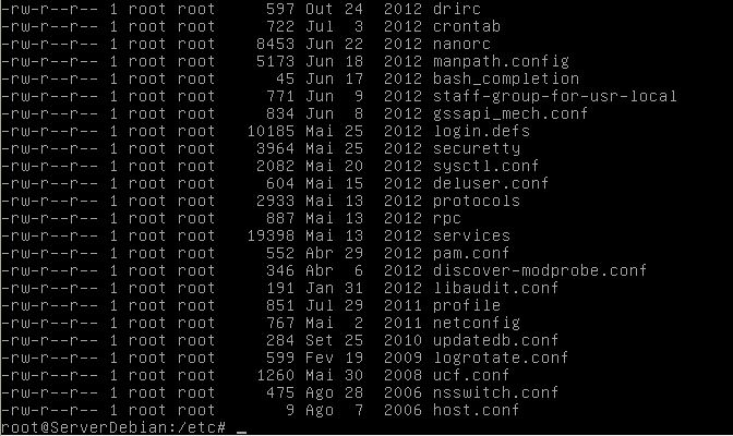 Listando diretório com o comando LS -lt