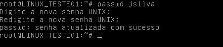 Criando nova senha para usuário no linux