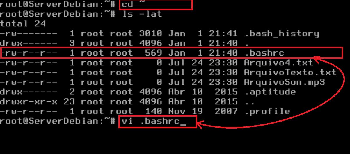 Localizando o arquivo bashrc - primeira etapa