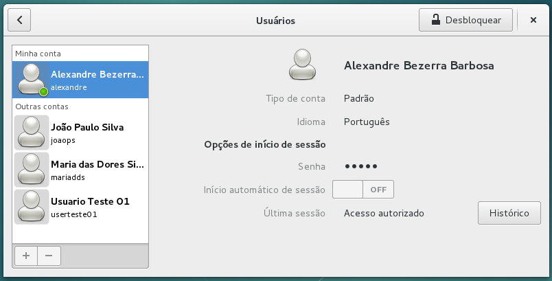 Aplicativo Usuários Debian