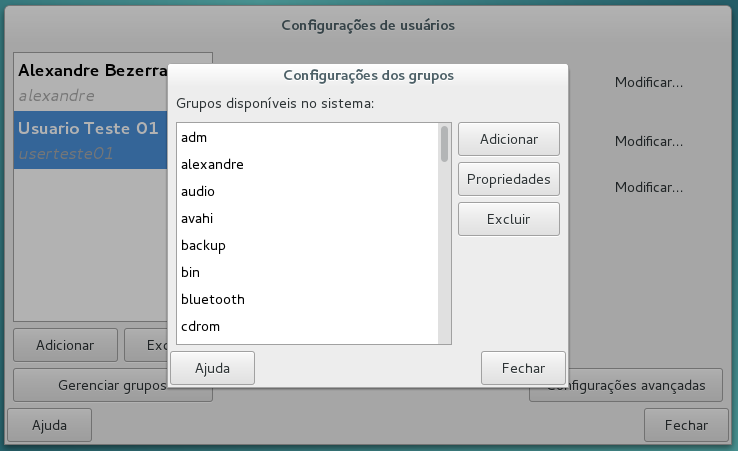 Listagem de grupos