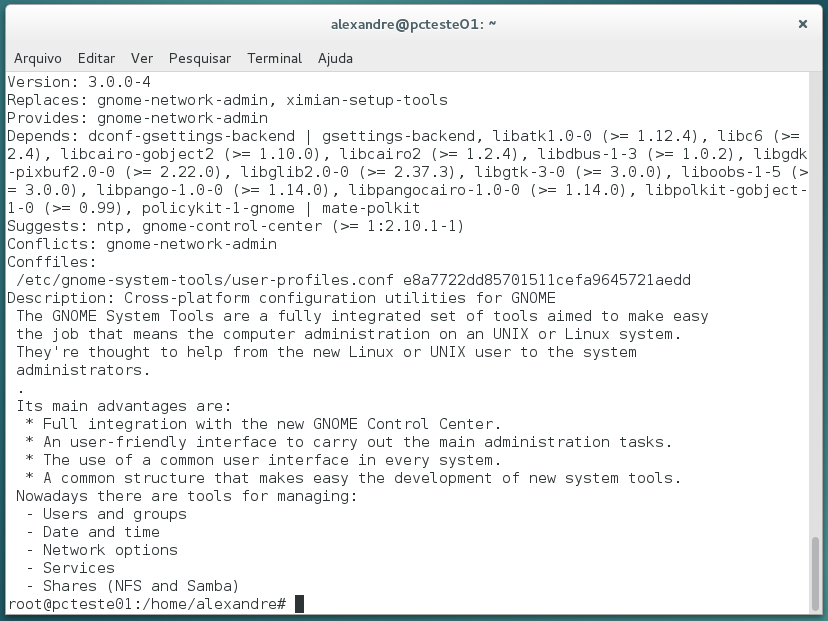 Verificando gnome-system-tools