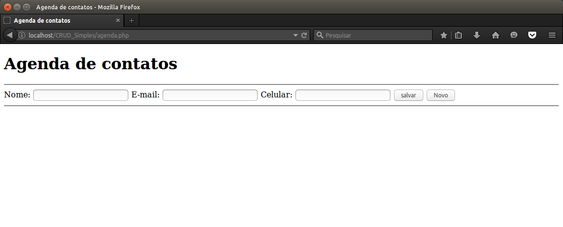 Artigo sobre CRUD em PHP: Criando formulário