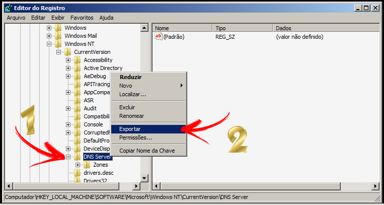 Chave do DNS no registro