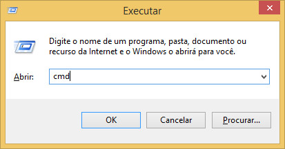 Na caixa Executar entrar com comando CMD