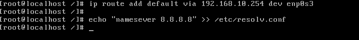 CentOS - configurado Gateway padrão e DNS