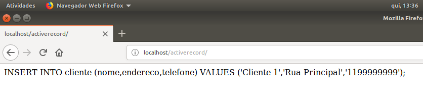 Desenvolvendo a Classe Active Record - Quarto Teste
