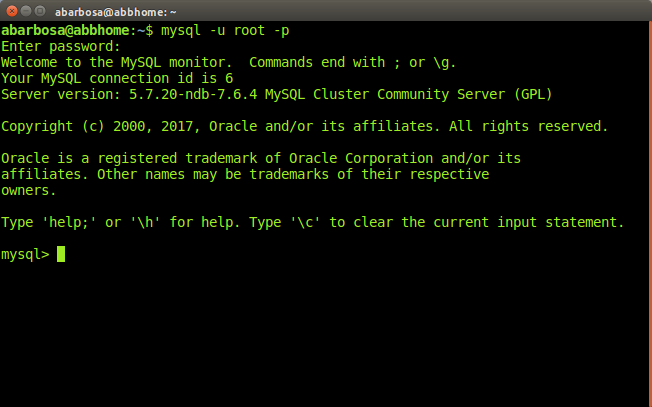 Acesso ao MySQL monitor no terminal do Linux